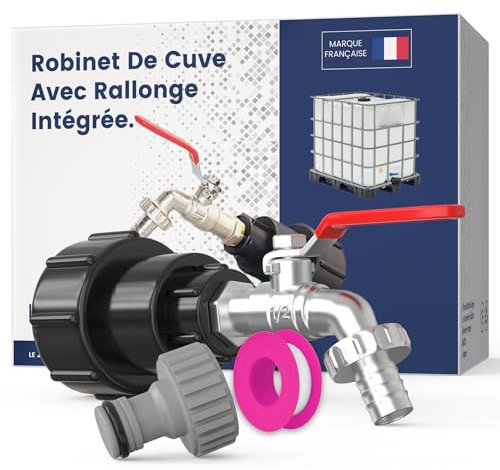 Robinet Cuve 1000L 1/2 S60X6 IBC- Extension Intégrée,raccord cuve 1000 litres,conçu et spécialement adapté à l'utilisation des cuve ibc en France,bouchon cuve 1000l,raccord cuve 1000 litres,