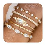 Honsny Stackable Gold Rings for Women Set Dainty 18K Gold Plated Cubic Zirconia Thumb Rings Thin Eternity Engagement Rings