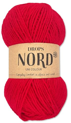 Frida's Wollhaus Drops 50 g Nord Sockenwolle Alpaka Schurwolle flauschig Stricken 23 Farben (uni colour 14 | Rot)