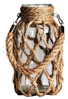POTRUWE Boho Flower Vase Pot Planter Bulb Glass Flower Vase with Rattan Cover, Glass Jar with Ropen Rope Farmhouse Vase Vintage Floral Container for Wedding Housewarming Party Home Decor(S)