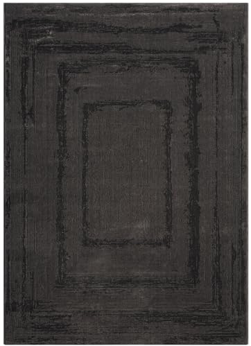 VIMODA Teppich Wohnzimmer Schlafzimmer Modern Hoch&Tief Bordüre Qualitativ 3D Effekt,Maße:160x230 cm;Farbe:Anthrazit