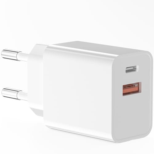 USB C Ladegerät,20W 2 Port USB C Adapter mit USB-C und USB-A Schnellladegerät Reise USBC Ladegerät PD3.0 Ladegerät Kompatibel mit i Phone 16/16 Pro/16 Pro Max/16 Plus/15/14/13/SE/Pro/ipad Weiß