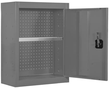 Simon Rack Werkzeugschrank, Werkzeugkasten aus Metall, 650 x 500 x 275 mm, inkl. Schlüssel, 1 Regal, grau - Cabinet Tool