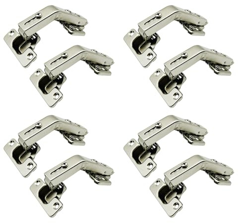 LOOTICH 135 Degré Clip-on 35 mm Charnière de Porte Pliante d'Angle pour Placard Cuisine Armoire Meuble Porte à Angle Combiné Lot de 8 pièces