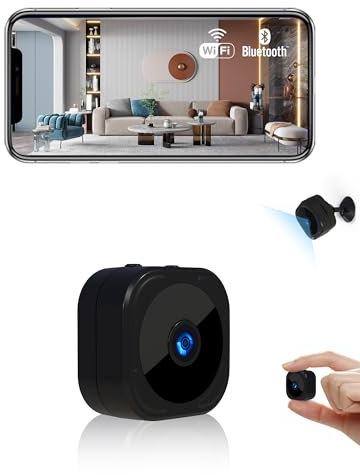 AOBOCAM Mini Telecamera WiFi Interno, Videocamera Sorveglianza 1080P, Visione Notturna, Rilevamento di Movimento, Controllo Remoto Con App (black 1) (Black 1)