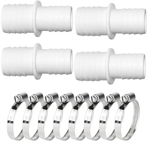 Idota Adaptadores de Piscina de 32 a 38 mm con Manguera y 8 Abrazaderas de Acero Inoxidable (4 Piezas)