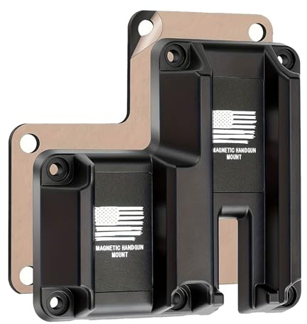 Support Magnétique Double pour Armes à Feu, Support de Pistolet en Néodyme Robuste de 18 kg pour Voiture, Camion, Bureau, Coffre-fort et Mur, Rangement d'Armes à Feu Dissimulé pour Intérieur et Extéri