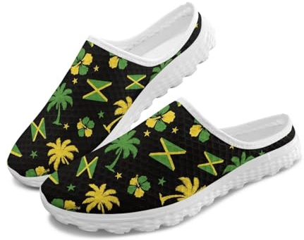 Gekhuqory Jamaica Clogs for Women Palm Tree Floral Print Comfort Garden Sandals Indoor Outdoor Ladies Mules Slippers UK 6