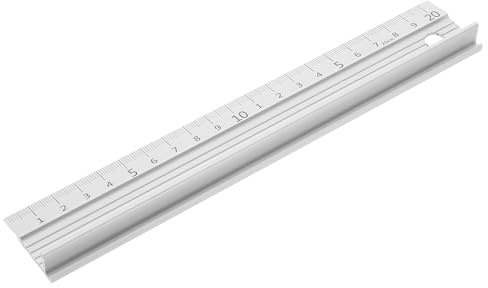 PATIKIL 20cm/8 Aluminum Cutting Rule Ruler, L-Type Cutting Ruler with Non Slip Rubber Backing Measuring Tool Accessory for Safe Use Cut Length Measurement, White