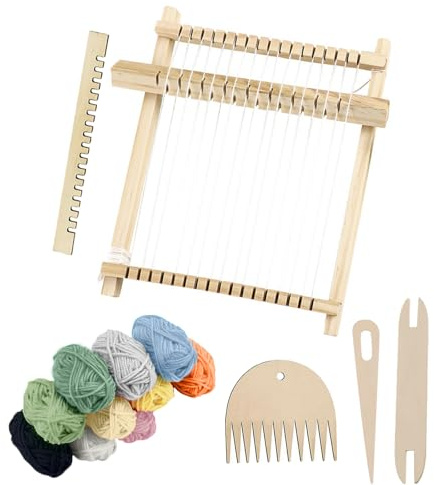 TenaLucy Vävram för barn från 4/5/6/7/8 år stickring, handstickning för nybörjarset, handgjorda stickade tillbehör, vävning för barn, stickad ram för stickning, formning, skolvävram