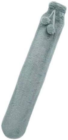 Bouillotte longue avec housse douce, bouillotte en caoutchouc de 2L pour soulager les douleurs au lit, réchauffer le dos et la taille, 76 * 10 cm (Gray)