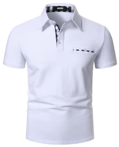 AIOIDI Polo Homme Coton Grille Manches Courtes T-Shirt Mode Pochette False
