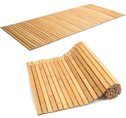 Gemsaya Bambus Badematte 120 x 50 cm, Sauna Badvorleger Duschvorleger Holz