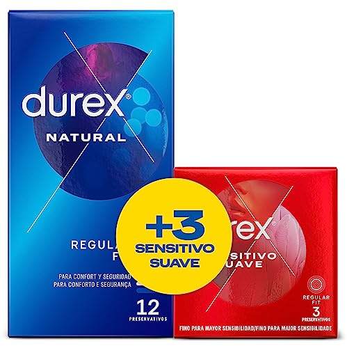 Durex Duplo Natural Plus y Sensitivo Suave, Natural Plus, Surtido de 15 Piezas