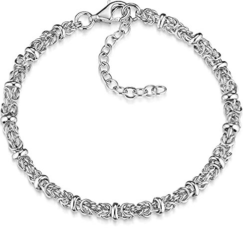 MATERIA Damen Armband Silber 925 Königskette 4,5mm 8,7g rhodiniert 18-22cm längenverstellbar + Box #SA-29