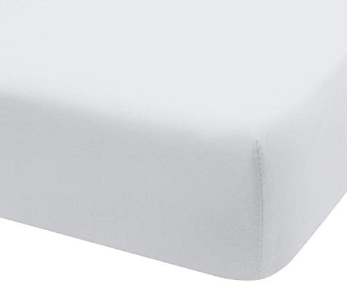 Sábana Bajera Ajustable algodón 100% Punto Jersey (para Cama de 90x190/200, Blanco)