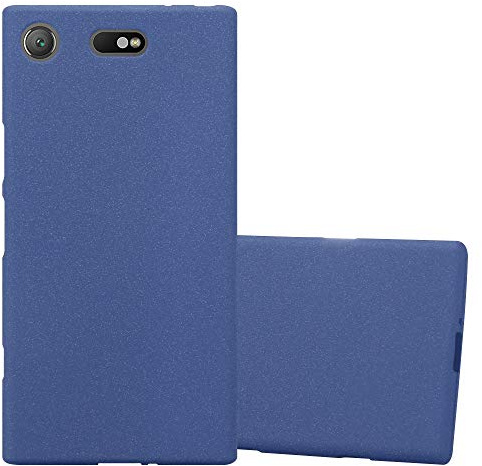 Cadorabo Hülle kompatibel mit Sony Xperia XZ1 COMPACT Schutzhülle TPU Silikon Case Frost Design Slim Kratzfest Weiche Gummi mit Rundumschutz Case Hülle für Sony Xperia XZ1 COMPACT in Blau