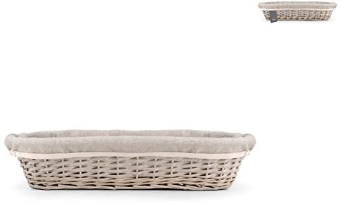 H&H Cesto Portagrissini Ovale Vimini E Tessuto Grigio Cm43X18X10