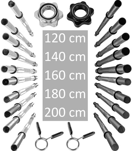 MOVIT® Profi Langhantelstange, 30mm STANDARDNORM, Auswahl: 120, 140, 160, 180, 200 cm, verchromt o. schwarz, Sternverschluss o. Federverschluss, Hantel Stange Hantelstange Langhantel