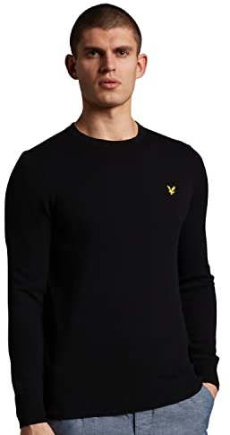Lyle and Scott Men Crew Knit Sweater Jet Black Z865 Large
