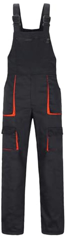 Yukirtiq Herren Latzhose Handwerker Berufsbekleidung Lange Arbeitslatzhose Schreiner Arbeitsbekleidung Arbeitshose mit Multifunktionalen Taschen, Schwarz, M