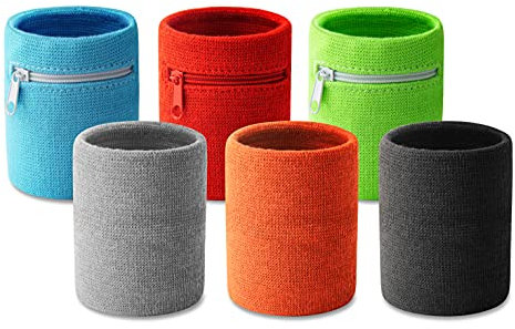 TONITTO 6 Stück Uni Handgelenktasche für Sportbegeisterte und Outdoor-Abenteurer, Laufen, Tennis, Radfahren, 8 x 8 cm, 6 Farben