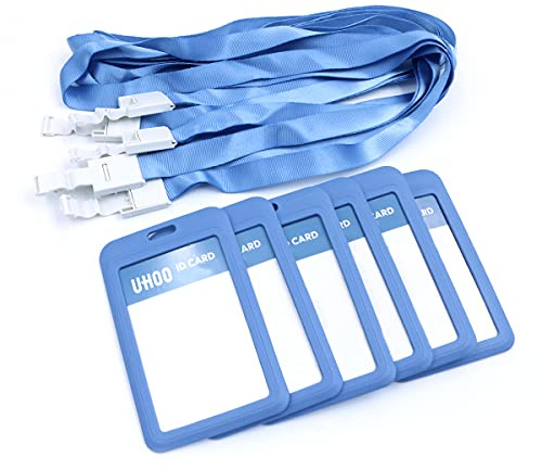 Tiardey 6-pack 7 x 11 cm hård plast vertikal ID-bricka hållare snap-in kortfodral – blå
