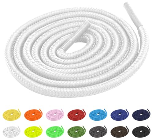 TBOC Runde Schnürsenkel Weiß 120 cm 5 mm – Robuste Schuhbänder für Sneaker, Wanderschuhe & Arbeitsschuhe – Strapazierfähige Ersatz Schnürsenkel für Damen Herren Kinder – 1 Paar