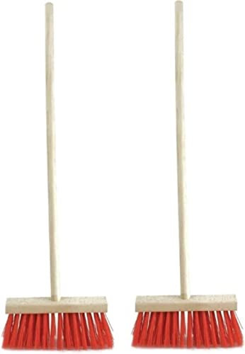 Synx Tools Lot de 2X de Balai extérieur Rouge - Articles de Jardin - Ensembles de Jardin - Balais de Rue 120/ 28cm de Large - Manche de Balai - Balais extérieur avec Manche