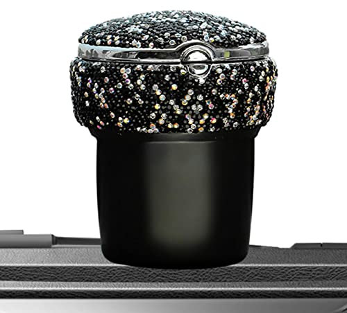 Maodom Cendriers Automobiles - Voiture Femme,Strass Amovible Véhicule Cendrier Cylindre Automobile Cendrier avec LED Lumières pour La Maison