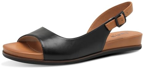 Jana Damen Sandalen flach mit verstellbarem Riemen Vegan, Schwarz (Black), 42 EU