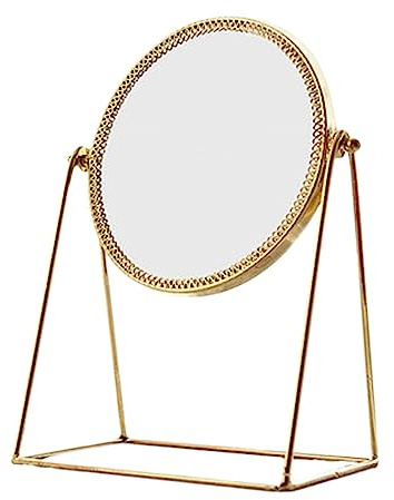 Beaupretty 1 Espejo De Sobremesa Espejo Estéreo Dorado Espejo De Maquillaje Espejo Giratorio Espejo De Tocador De Un Solo Lado Espejo Cosmético