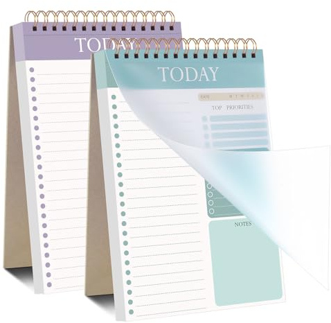 Thboxes 2 Pack A5 To Do List Notepad, Undated Daily Planner, 104 Pages