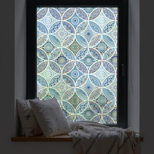 dktie Fönsterfilm i vinyl utan klister, färgat glas-fönsterfilm för badrum och duschdörr, värmereglering och UV-skydd, 90 x 200 cm