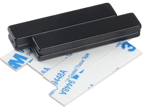 4 Pcs Strong Neodymium Bar Magnets, Strong Powerful Rectangular Rare Earth Magnets Strips with Double-Sided Adhesive for Crafts, Fridge, Science - 50x10x3mm black