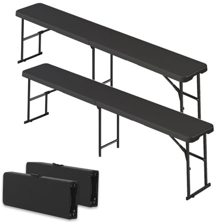 DXDRT Pack 2 Bancos Plegable De Plástico,180 CM Banco para Cerveza Impermeable De Hdpe con Asa De Transporte, Banco Catering Portátil para Acampar,Exterior,Jardín,Fútbol,Deportes,Fiestas,Pícnic