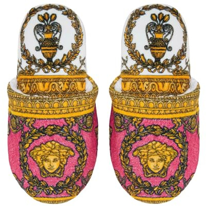 Versace Pantofole in spugna I Love Baroque, taglia: L, colore: bianco/fucsia, Bianco fucsia., Large