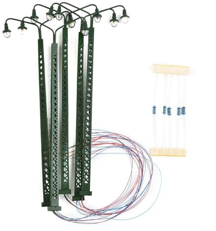 HOHOVYVY 5pcs Model Railway Lighting LED Lattice Mast Lamps H0 Track Landscaping Accessories