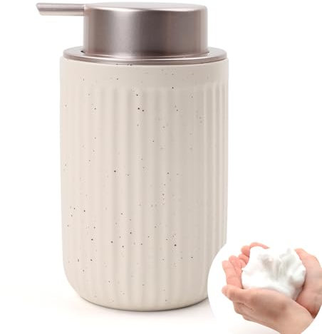 Soap Dispenser, 350ml Lotion Hand Pump Dispenser, Refillable Foam Dispenser for Lotions, Essential Oil, Liquid Soaps etc., Suitable for Bathroom Countertop Kitchen（Pockmarked Beige Foam）
