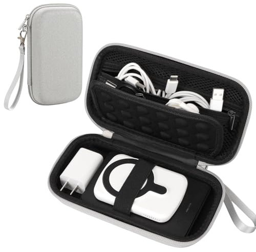 Teskyer Organizador de Cables - Carcasa Rígida, Impermeable, Protección Mejorada, Portátil, Accesorios de Viaje, (17,5 x 9,5 x 5,5 cm) - Diseño Compacto, Gris