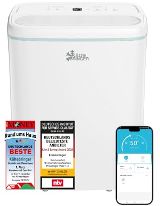 Kältebringer Luftentfeuchter 12L/24h - Raumgröße bis 35m² (87m³) - LED Display, WLAN & App - sehr leise & energiesparend - Gegen Feuchtigkeit & Schimmel