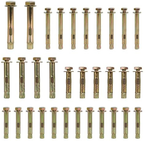 Anchor Bolts M6/8/10-32PCS Concrete Screws for Wall,Expanding Bolts Carbon Steel Material,Wall Anchors for Brick,Heavy Duty Expansion Screws Plugs Assorted Set