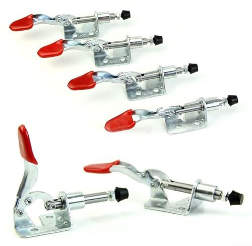 Lock 45 kg de capacidad de PVC hierro y plata herramienta de mango de liberación roja sosteniendo mano ligero émbolo vertical abrazadera de palanca Gh301am juego de 4