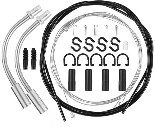 Mynoozi 29-piece Universal Bicycle Brake Cable Set, Bicycle Brake and Shift Cable Set, Bicycle Brake Cable Replacement for Mountain Bike and Road Bike Derailleur (Black)