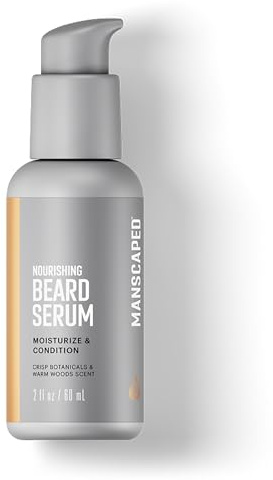 MANSCAPED® Beard Serum – Nutriente e Idratante con Complesso di Ceramidi, Oli di Argan e Ricino; Siero Condizionante Leggero per Peli del Viso Morbidi e Pelle Idratata, Trattamento Non Unto, 60 ml