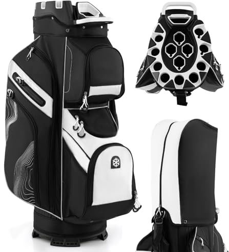 SPOTRAVEL Golf Cart Bag Lightweight Portable Golf Club Bag (Black+White)