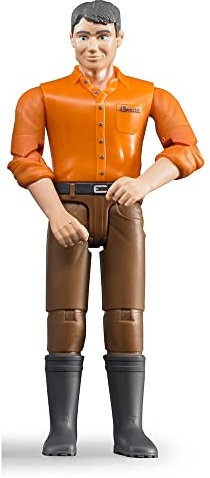 bruder 60007 - bworld Mann mit hellem Hauttyp und brauner Hose - 1:16 Spielzeugfigur, Bauer, Landwirt, Bauernhof, Mensch