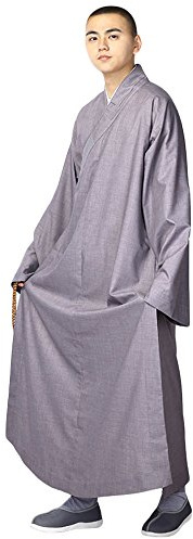 ZooBoo Summer Buddhist Shaolin Monk Robe Cotton Linen Long Robes Gown Kung Fu Uniforms Martial Arts Clothings (Gray, 42)