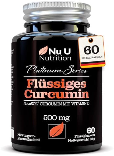 Curcuma NovaSOL® 500mg con Vitamina D - 60 Capsule Vegane - Curcumina Liquida 185 Volte Più Biodisponibile - Prodotta in Europa - Nu U Nutrition