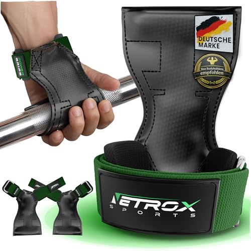 NetroxSports - Power Grips Fast Zughilfen für Krafttraining – Fitness Lifting Straps für Kreuzheben, Bodybuilding mit Handgelenkschutz - Grip Zughilfe, Zughilfen Gym, Griffhilfen Männer & Frauen